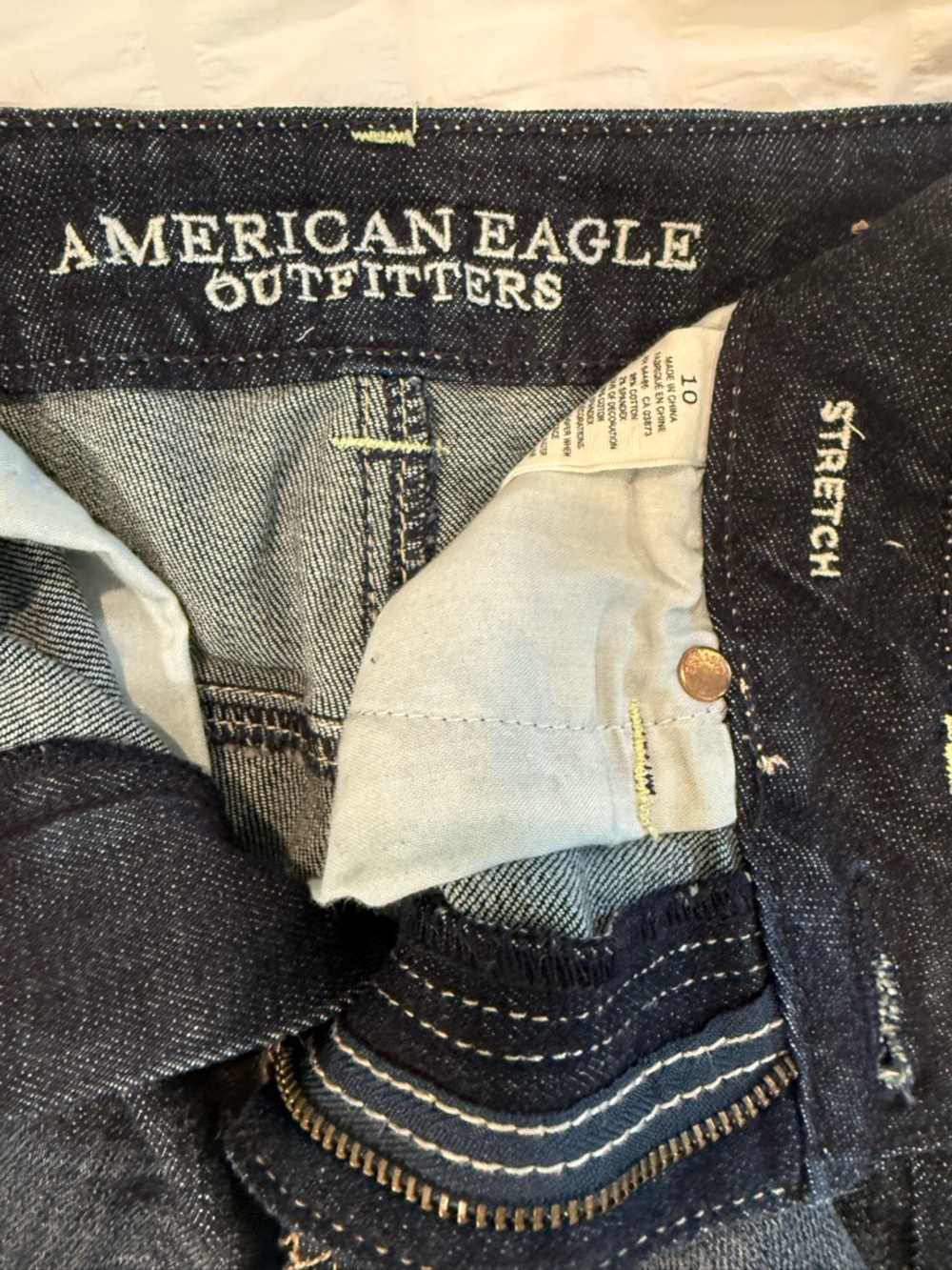 American Eagle Outfitters Dark Blue Frayed Hem Denim Shorts - Picture 2 of 2
